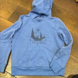 Columbia Blue Hoodie Sweatshirt with mountain Design